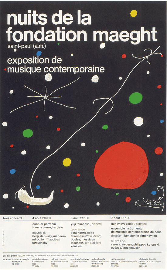 Miró, Nuits de la fondation Maeght, Exposition de musique contemporaine